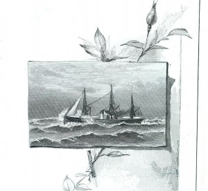 1879 Lovely Engraved Steamer Steamship High Seas Scene, Lowell & Co., Card #G