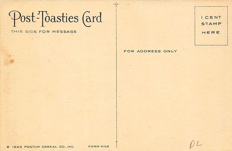 Battle Creek MI Postum Cereal Co. Post-Toasties Cereal Bobbie Postcard