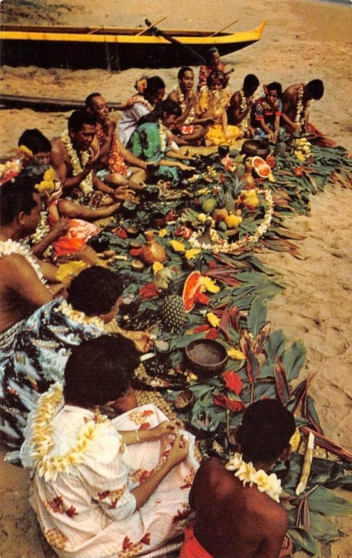 LUAU Hawaiian Feast Pineapples HAWAII Beach c1950s Chrome Vintage