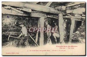 Postcard Old Mine Miners Mining Work in a large vein