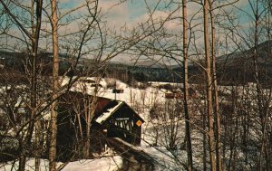 Vintage Postcard Columbia Covered Bridge Single Span Howe Type Bridge NH