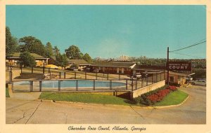 ATLANTA, GA Georgia  CHEROKEE ROSE COURT MOTEL Pool~50's Car  ROADSIDE Postcard