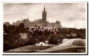 Postcard Old And The University Memorial Glasgow