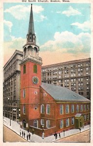 Vintage Postcard Old South Church Boston Massachusetts MA New England News Pub.
