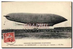 Old Postcard Jet Aviation Airship Zeppelin Large maneouvres d & # 39Automne T...