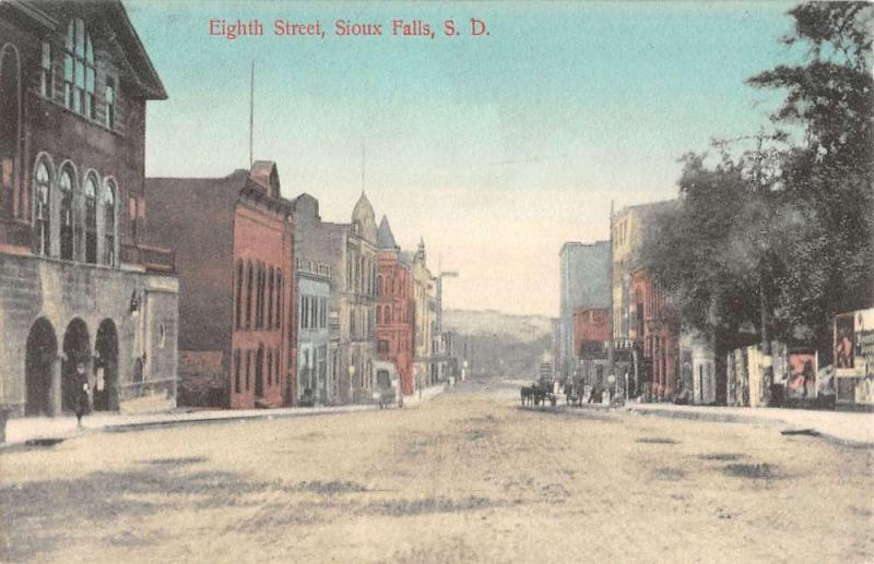 Sioux Falls South Dakota Eight Street Scene Antique Postcard K21626