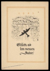 3rd Reich Germany 1942 New Year Luftgaukommando VI Card Cover UNUSED 100635