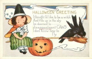 Halloween, Little Witch, Crows, Jack O Lantern, Embossed, Whitney No WNY24-3