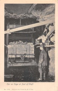 Mine Interior Car on Cage at Foot of Shaft Mining Vintage Postcard AA37769
