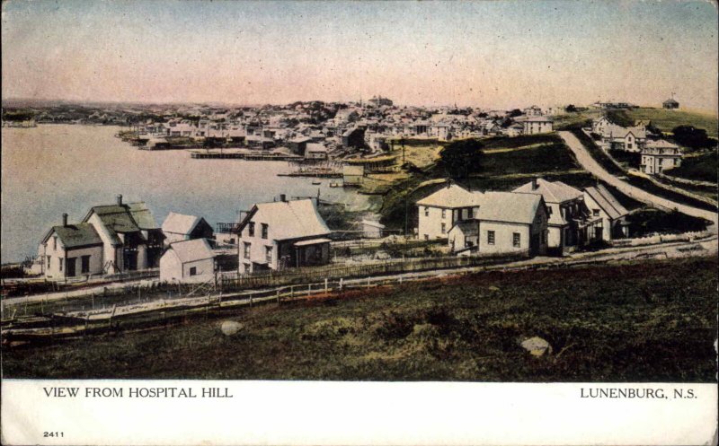 Lunenburg Nova Scotia NS View from Hospital Hill c1910 Vintage Postcard