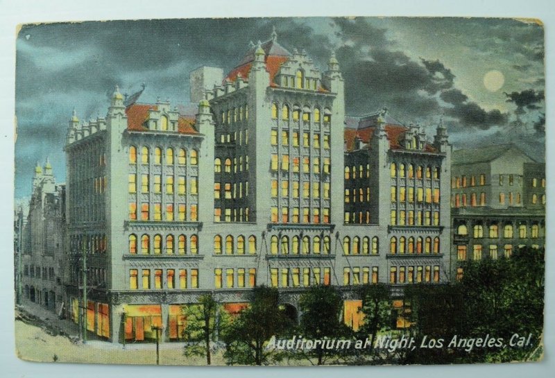 C.1905-10 Auditorium Night Los Angeles, CA Vintage Postcard P88