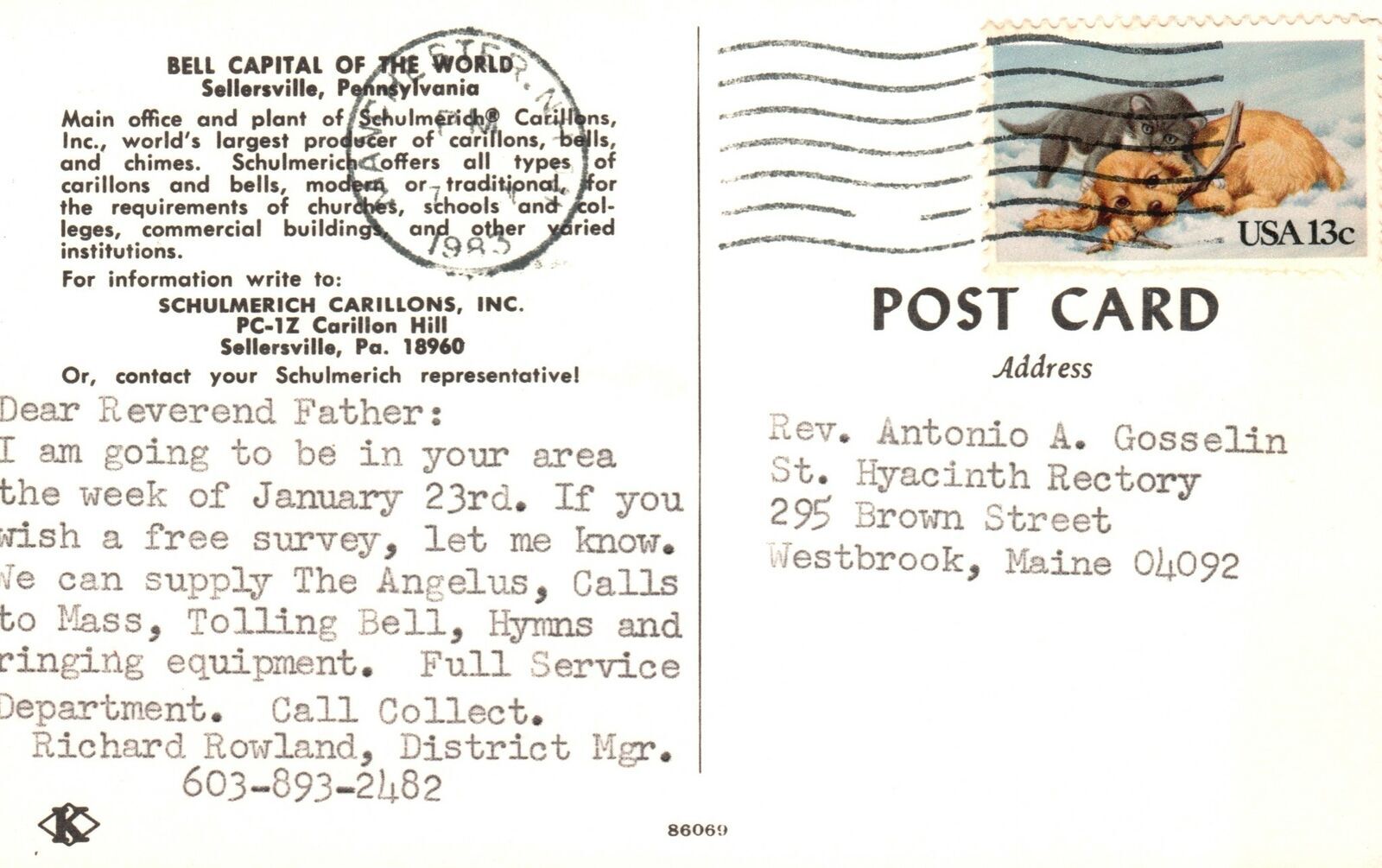 Postcard Bell Capital Of The World Main Office & Plant Sellersville