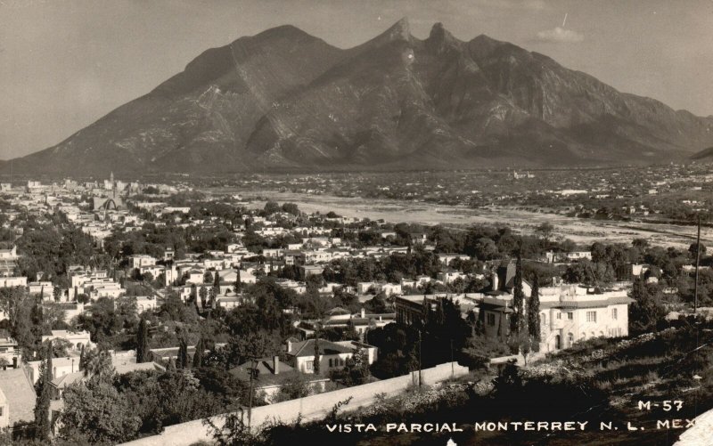 Vintage Postcard 1949 View of Vista Parcial Monterrey N. L. Mexico MX RPPC