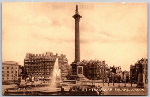 Vtg London England Trafalgar Square Nelsons Column Fountain 1910s Postcard