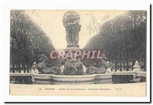 Paris (6th) Old Postcard Luxembourg Gardens Fotnaine CARPEAUX