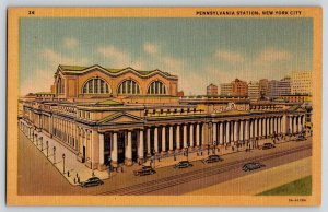 Postcard Pennsylvania Train Station - New York City - Linen Unposted