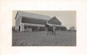 E28/ Occupational Real Photo RPPC Postcard c1920 Horse Barn Ride Child 9