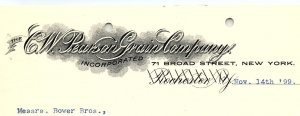 1899 C.W. PEARSON GRAIN COMPANY NEW YORK CAR OF OATS BILLHEAD INVOICE Z4058