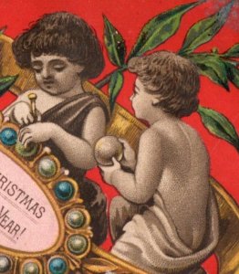 1879 Victorian Christmas & New Year's Trade Adorable Cherubs F106