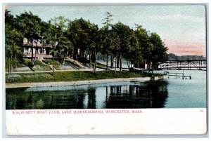 c1910 Wachusett Boat Club Lake Quinsigamond Worcester MA Antique Postcard 