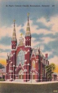 Postcard St Paul's Catholic Church Birmingham AL