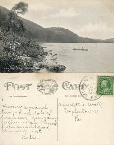 DELAWARE WATER GAP VIEW FROM SHORE ANTIQUE POSTCARD