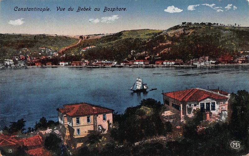 View of Bebek on the Bosphorus, Constantinople, Turkey, Early Postcard, Unused