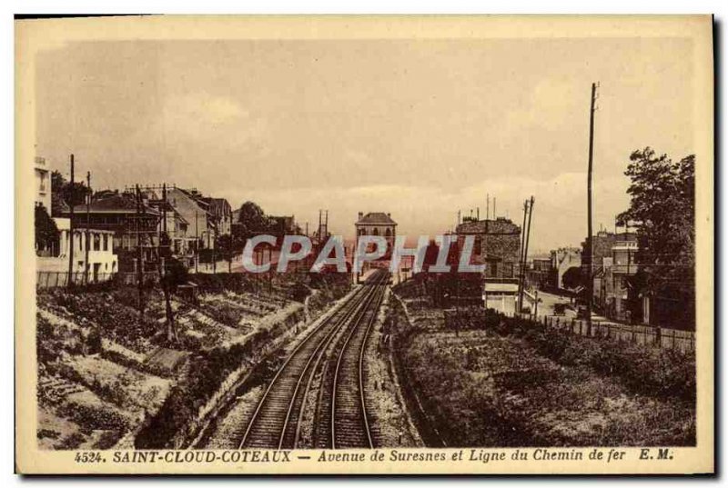 Old Postcard Saint Cloud Coteaux de Suresnes Avenue and Line Railway