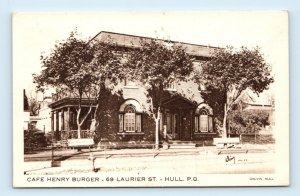 Cafe Henry Burger restaurant HULL Quebec Canada signed Postcard