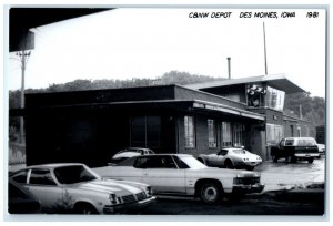 1981 C&NW Depot Des Moines Iowa Railroad Train Depot Station RPPC Photo Postcard