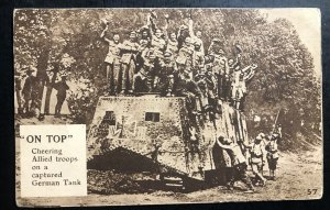 Mint USA Real Picture Postcard RPPC Allied Troops On A Captured German Tank