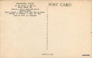 1950s Cromwell Hotel Pool Artvue Miami Beach Florida postcard 10616