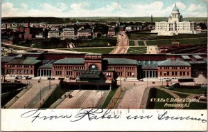 New York, Haven Hartford Station Capitol Providence Rhode Island Postcard 1907