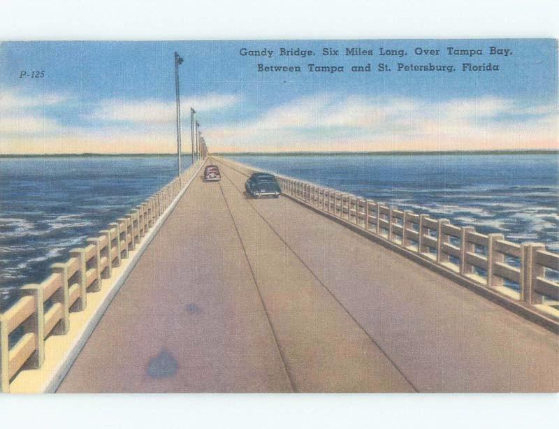 Linen BRIDGE SCENE St. Petersburg To Tampa Florida FL d4783