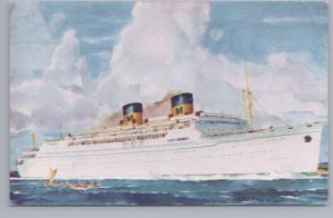 Matson Lines Luxury Liner Lurline, Cruise Ship, 1950 Postcard, Red Cross Slogan