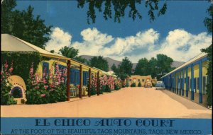 Taos NM New Mexico El Chico Auto Court Motel c1950-60s Vintage Postcard
