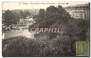 Old Postcard Lyon Place Carnot and Perrache station