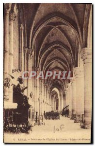 Old Postcard Lisieux Interior of St. Peter Church St. Peter Statue