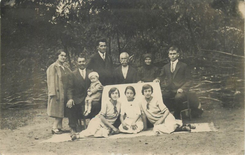 vintage Postcard social history family reunion photo 