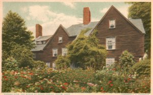 Vintage Postcard 1920's Garden View House Of Seven Gables Salem Massachusetts MA