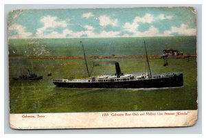 Vintage 1900's Postcard Galveston Boat Club & Mallory Line Steamer Concho Texas