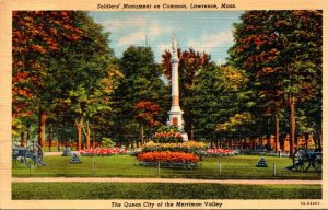 Massachsuetts Lawrence Soldiers' Monument On Common 1942 Curteich