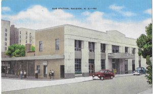 Bus Station in Raleigh North Carolina 1940s Cars