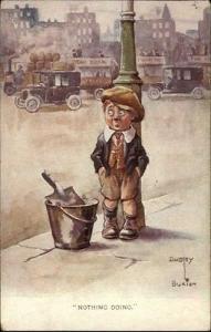 Little British Boy Street Corner w/ Bucket NOTHING DOING ...