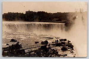 RPPC Niagara Falls Viewing Walk Bridge Onlookers Real Photo Postcard S25