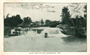 Vintage Postcard 1910 Dam and Water Falls Bridgton Maine ME