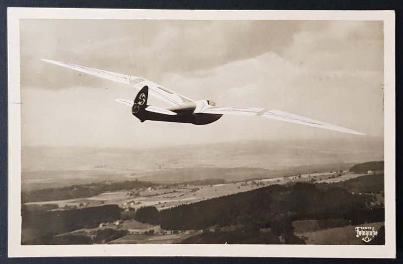 GERMAN THIRD 3rd REICH ORIGINAL CARD GLIDER FELDPOST WITH LUFTWAFFE VIGNETTE
