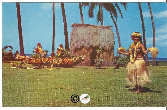 Old Postcard, Tahitian Dancer at Kodak Hula Show Hawaiian Dancers Color Card