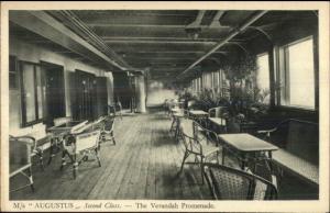 Steamship Interior M/S Augustus Verandah Promenade c1910 Postcard