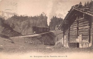 BRUNIGBAHN PASSHOHE SWITZERLAND TO USA TRAIN DEPOT POSTCARD 1908